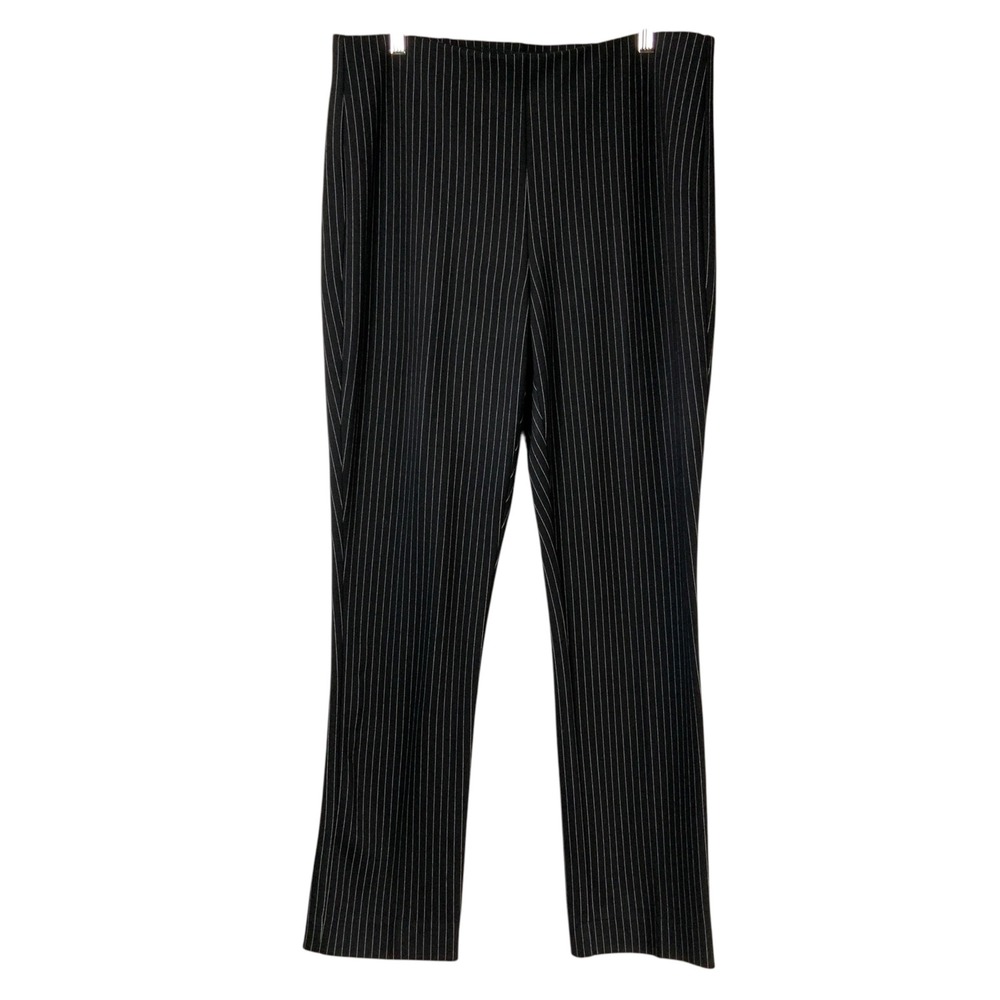 Chico's So Slimming Juliet Straight Leg Pinstripe Pants Black Size 1.5R 10R NEW